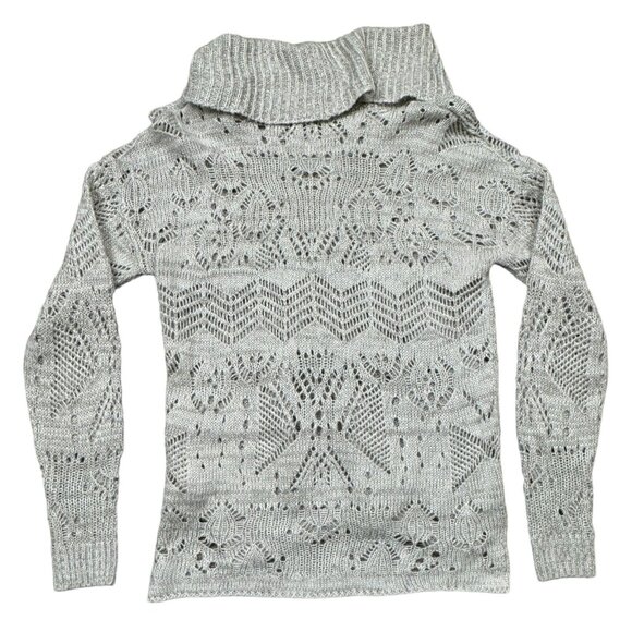 Maurices Womens Gray Silver Metallic Knit Cowl Neck Pullover Sweater Size Large - Picture 6 of 16